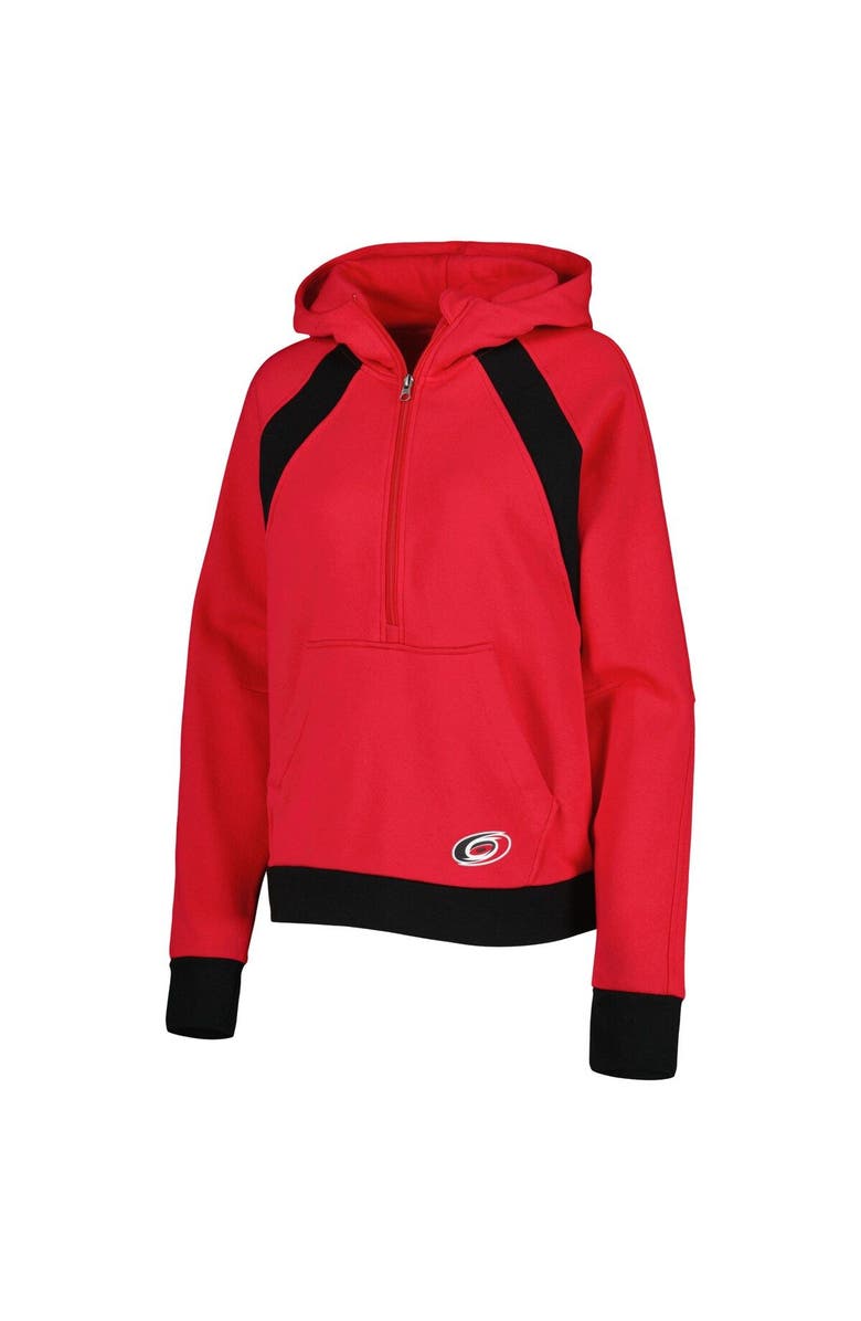 STARTER Women's Starter Red Carolina Hurricanes Wishbone Half-Zip Hoodie, Alternate, color, 