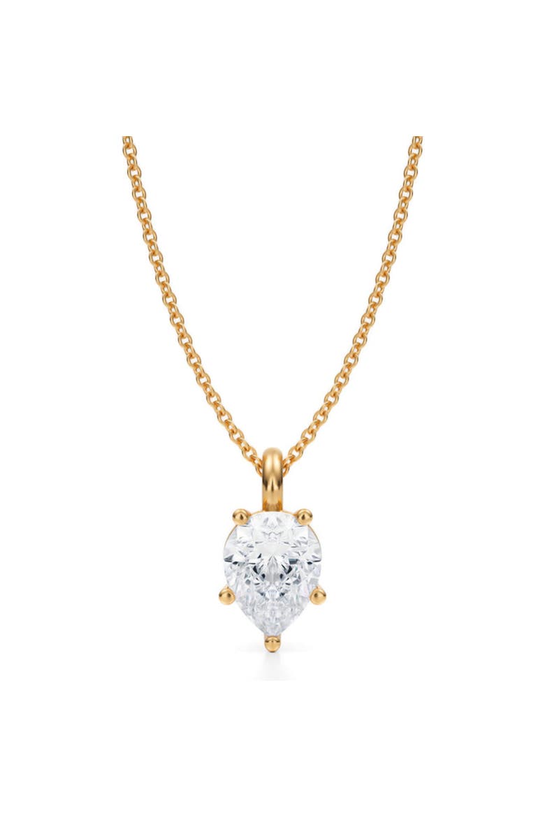 Pear Solitaire Lab Diamond Pendant Necklace 14K 1.50ct, Main, color, Yellow Gold