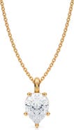 ALLUREZ Pear Solitaire Lab Diamond Pendant Necklace 14K 1.50ct