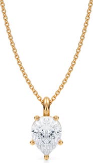 ALLUREZ Pear Solitaire Lab Diamond Pendant Necklace 14K 1.50ct