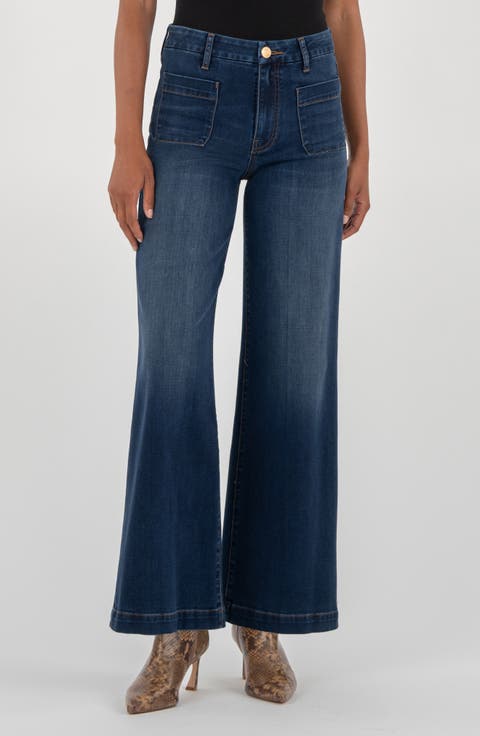 Meg Patch Pocket High Waist Wide Leg Jeans (Contentment)