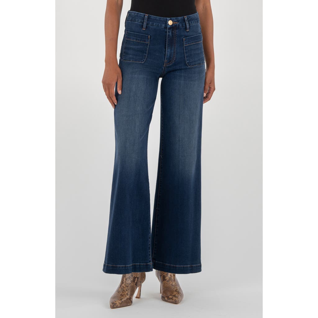 Kut From The Kloth Meg Patch Pocket High Waist Wide Leg Jeans In Blue