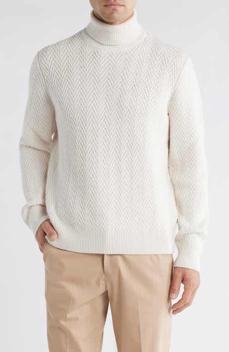 BOSS Hatilo Chevron Stitch Turtleneck Virgin Wool Sweater