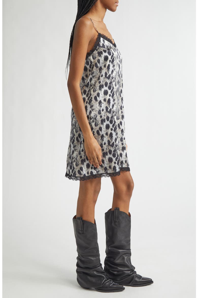 Lace Trim Leopard Print Silk Slipdress, Alternate, color, BLACK SILVER LEOPARD