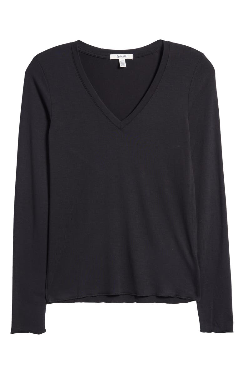 Splendid V-Neck Long Sleeve Tee, Alternate, color, 