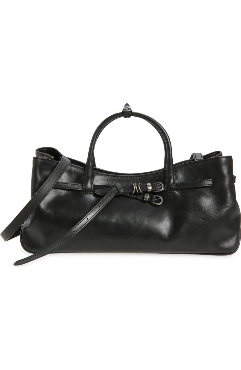 MARGESHERWOOD Grandma Buckle Suede Shoulder Bag, Main, color, Black Pull-Up
