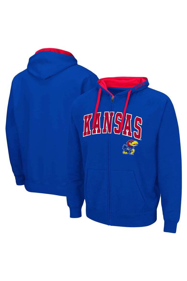 Men's Colosseum Royal Kansas Jayhawks Big & Tall Full-Zip Hoodie, Main, color, Royal