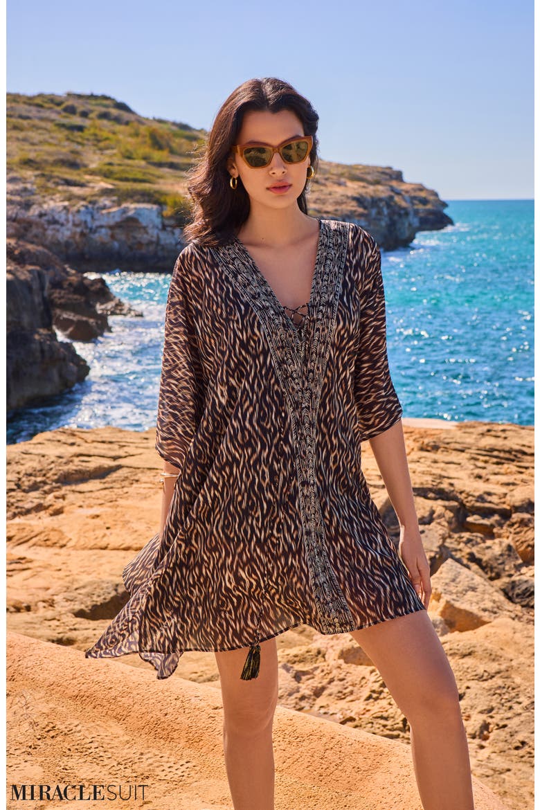 Topkapi Cover-Up Caftan, Alternate, color, BLACK/MULTI