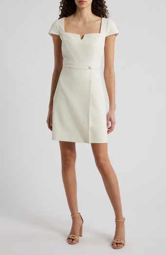 Notch Neck Crepe Dress