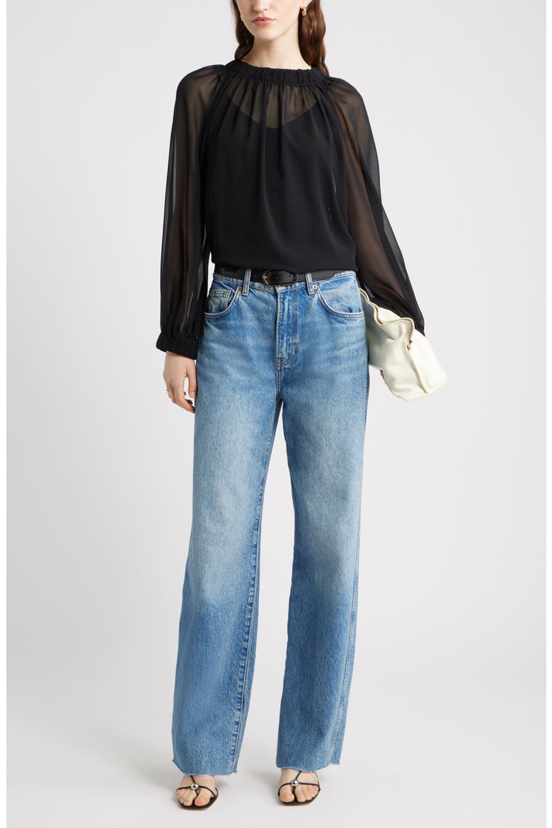 Flowy Chiffon Top, Alternate, color, BLACK