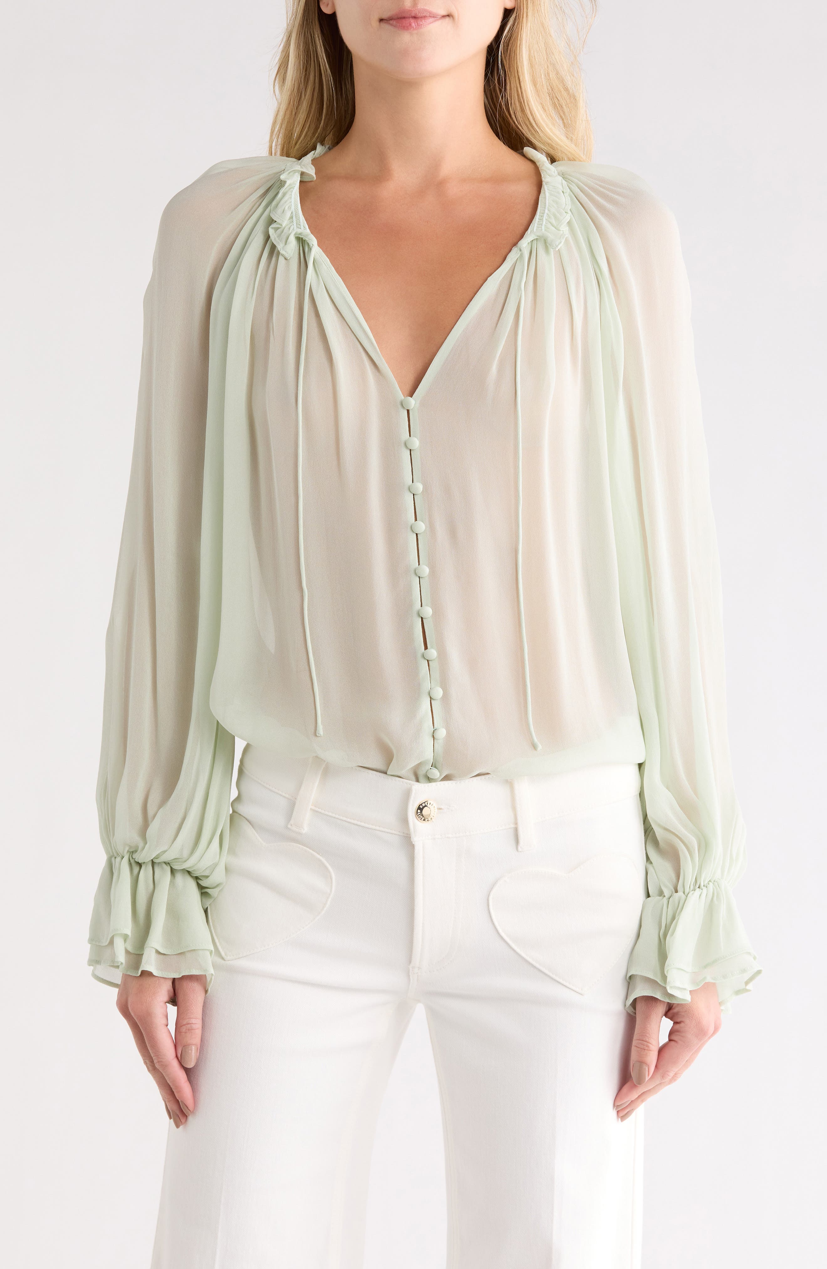 Alice + Olivia Josephine Tie Neck Top