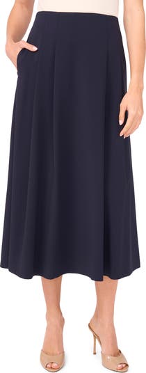 Pleated A-Line Midi Skirt