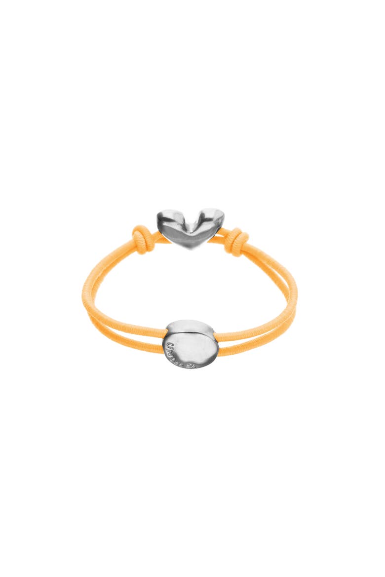 Elastic Thread Bracelet with Sterling Silver Plated Heart, Alternate, color, Orange