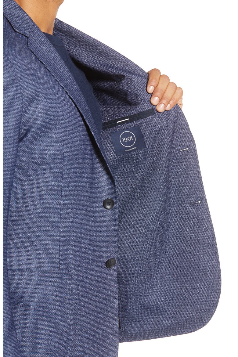Extra Trim Fit Tweed Sport Coat, Alternate, color, INDIGO WHITE TEXTURE