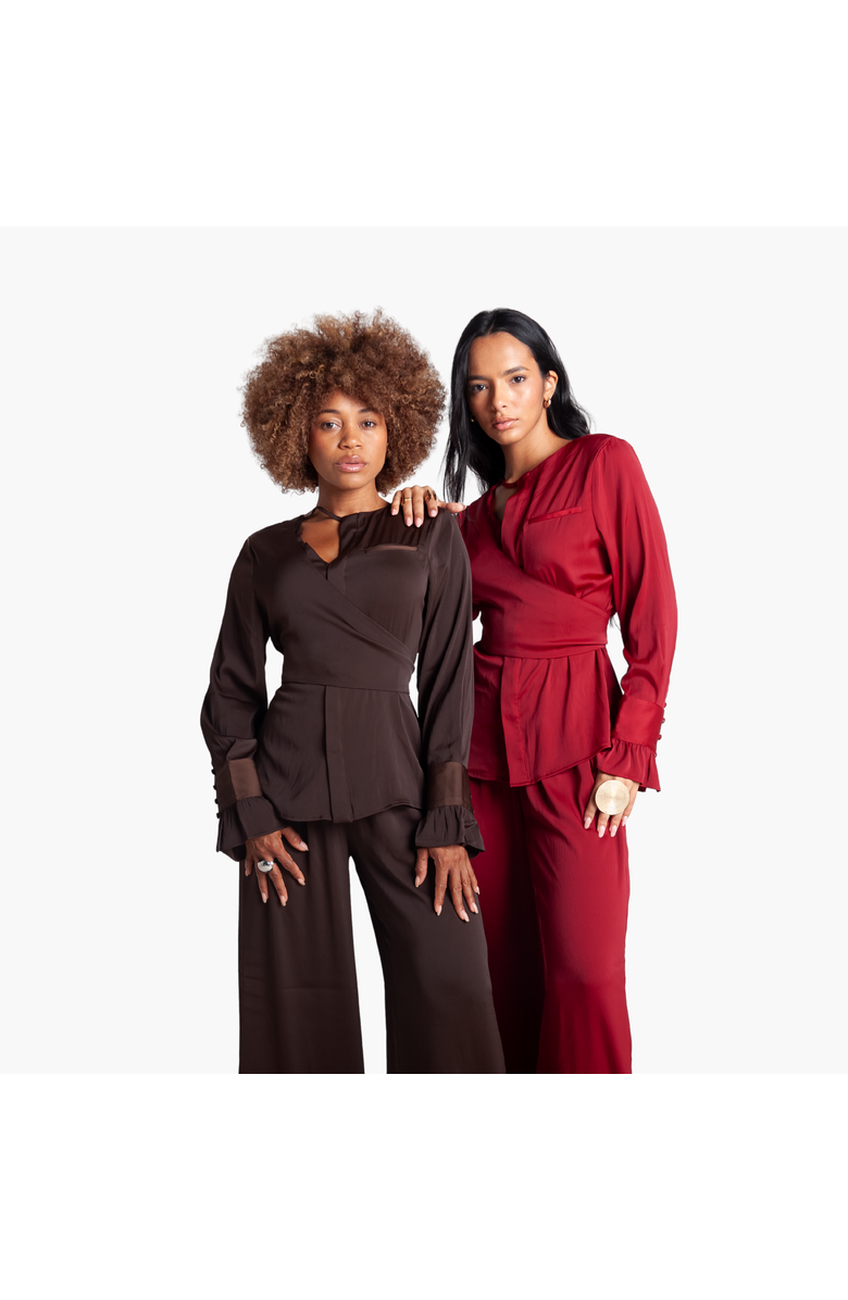 RICHANTEE Long Sleeve Wrap Top, Alternate, color, Brown