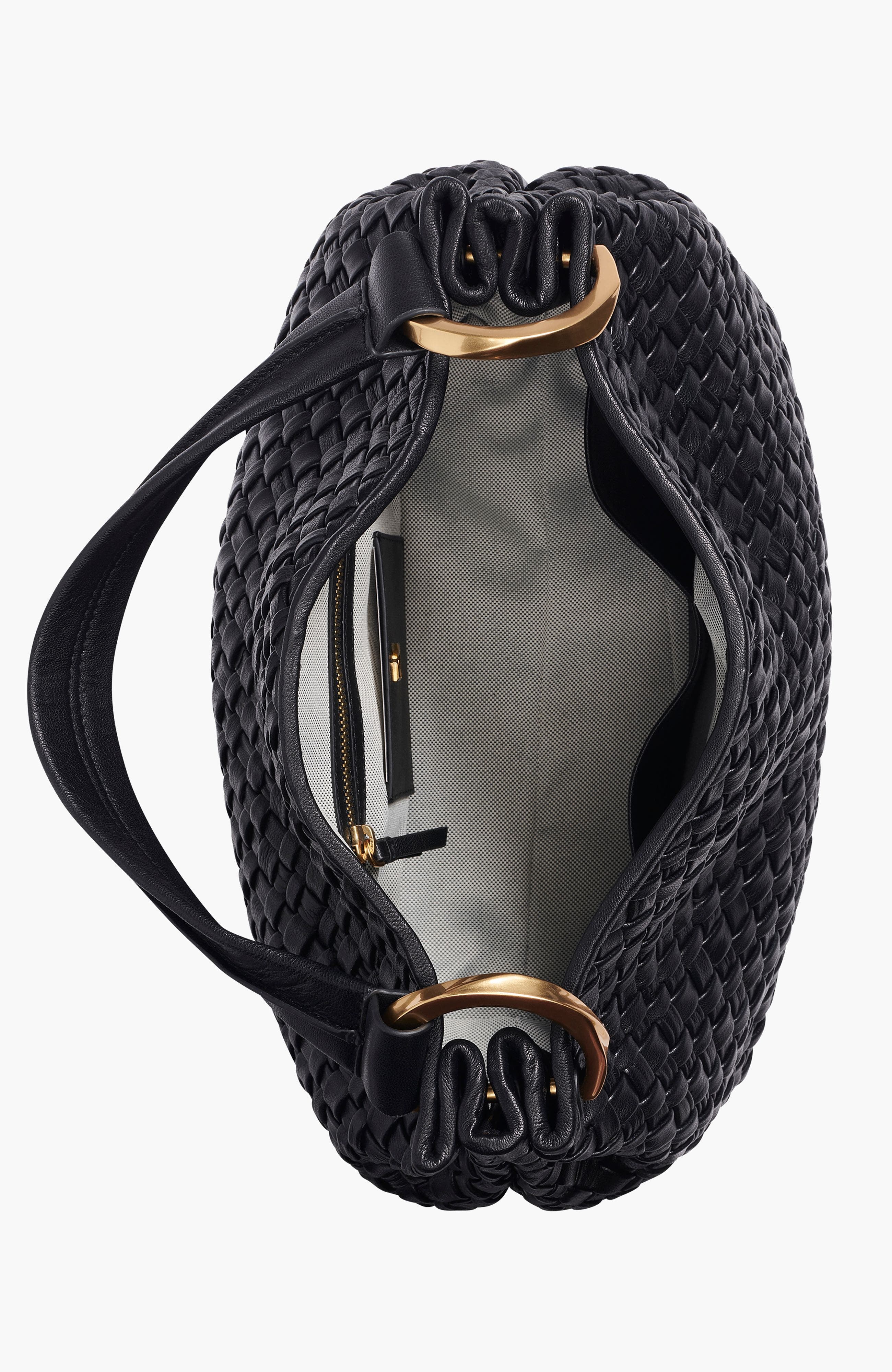 Donna Karan New York Glenwood Woven Shoulder Bag, Alternate, color, Black/Gold