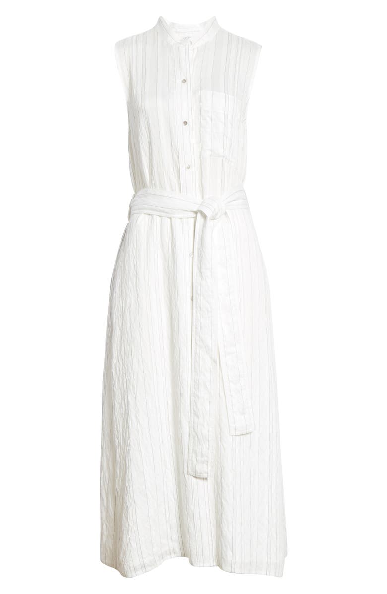 Vince Stripe Drapey Sleeveless Shirtdress, Alternate, color, 