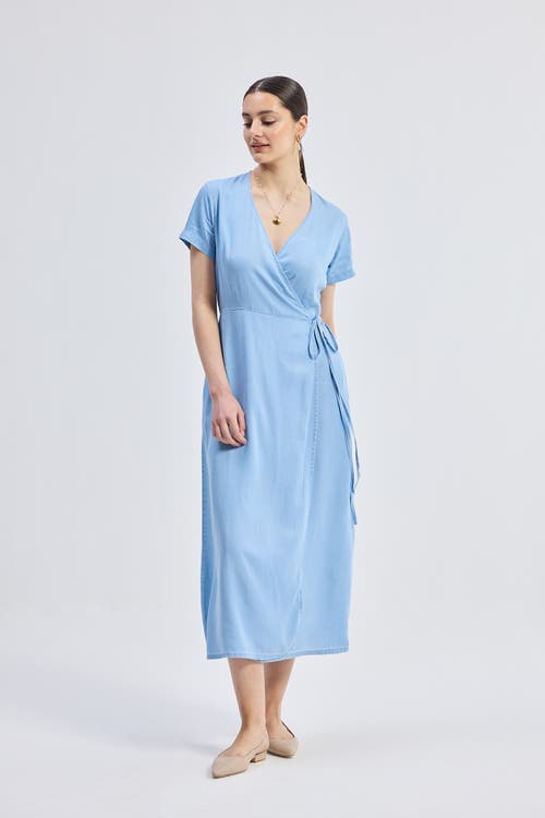 Reistor Maxi Wrap Dress In Ocean Blue