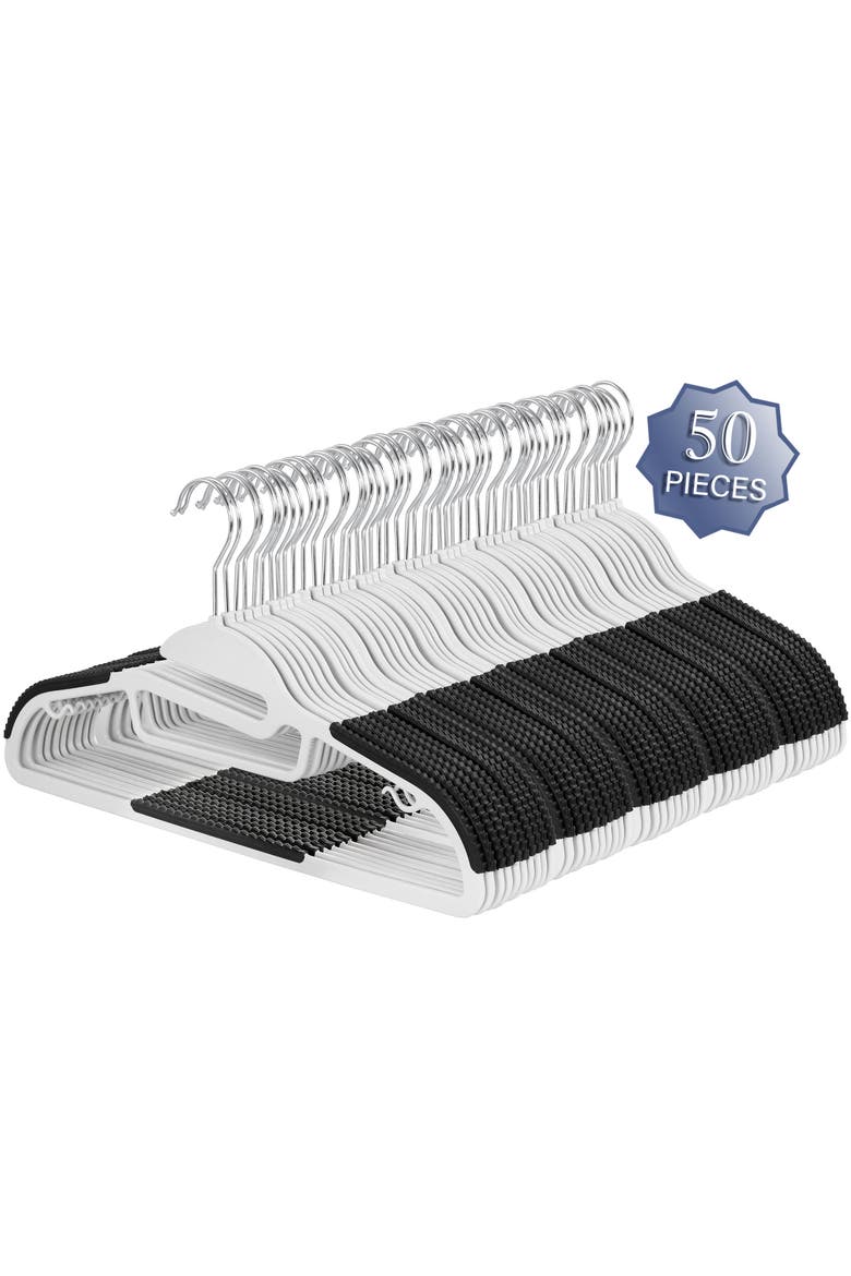 50 Piece Non Slip Hanger with U-slide, Main, color, Black