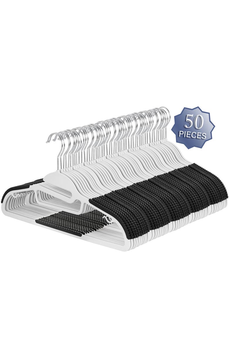 Elama Home 50 Piece Non Slip Hanger with U-slide, Main, color, Black