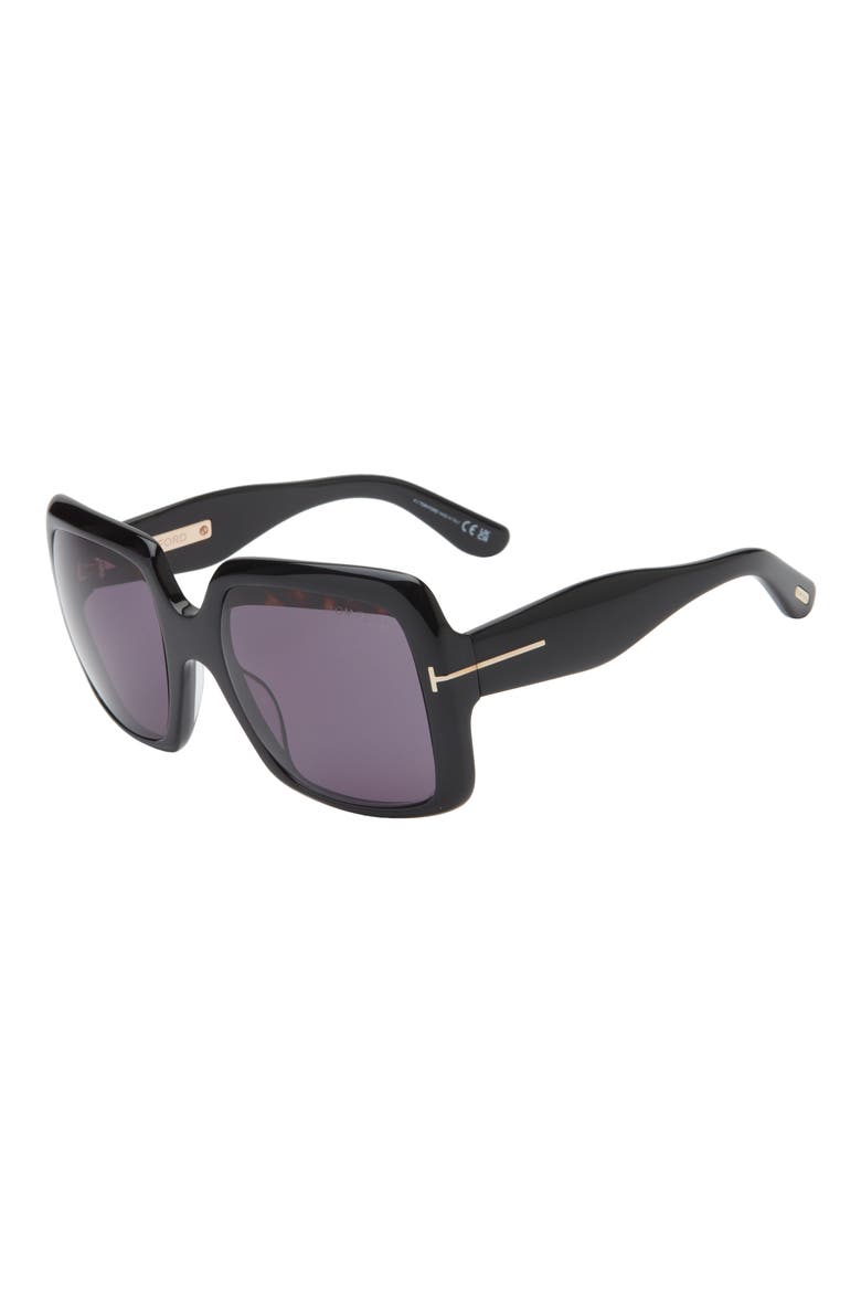 55mm Square Sunglasses, Alternate, color, SHINY BLACK/ SMOKE