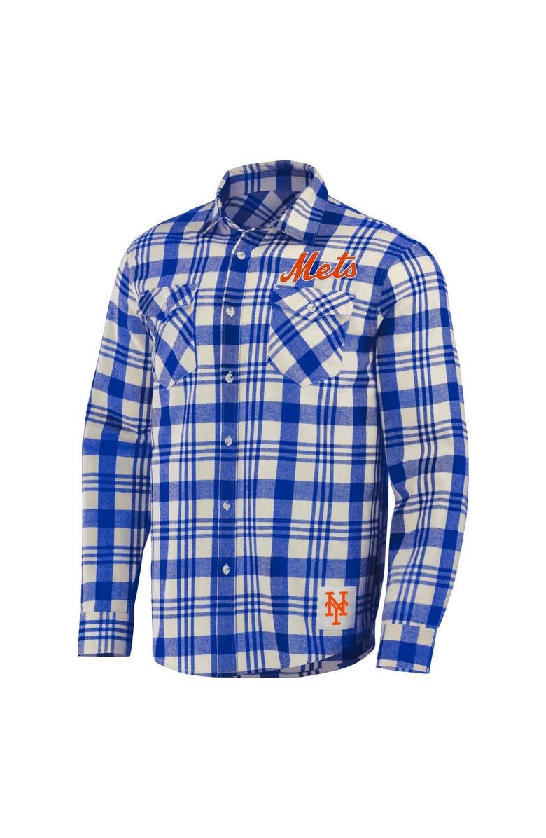 Darius Rucker Collection by Fanatics Men's Darius Rucker Collection by Fanatics Royal New York Mets Plaid Flannel Button-Up Shirt, Alternate, color, Royal