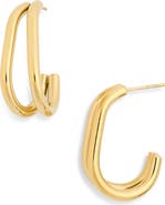 Sterling Forever Vienna Double Prong Hoop Earrings