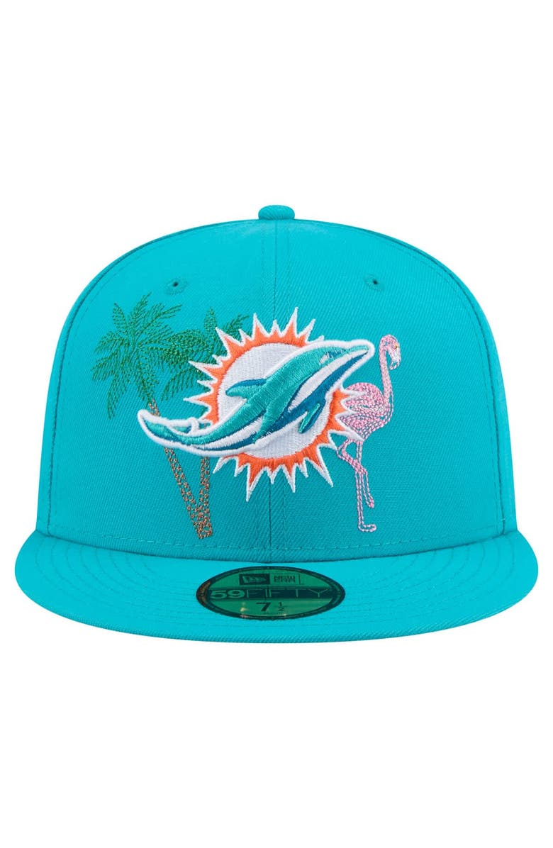 New Era Men's New Era Aqua Miami Dolphins State Stitch 59FIFTY Fitted Hat, Alternate, color, Aqua