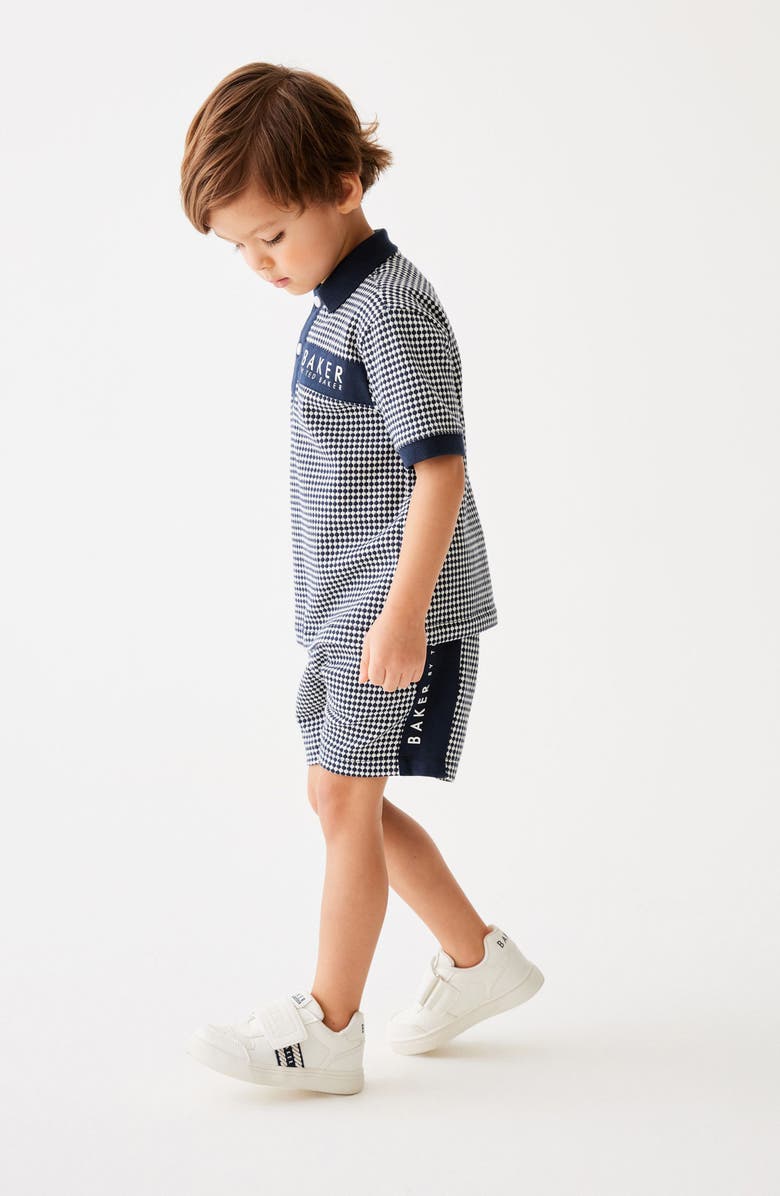 Baker by Ted Baker Kids' Geo Jacquard Cotton Polo & Shorts Set, Alternate, color, 