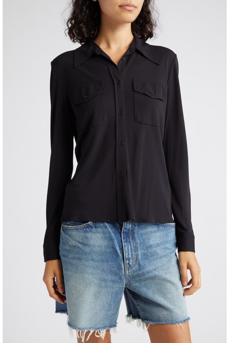 Aveline Pocket Button-Up Shirt, Alternate, color, BLACK