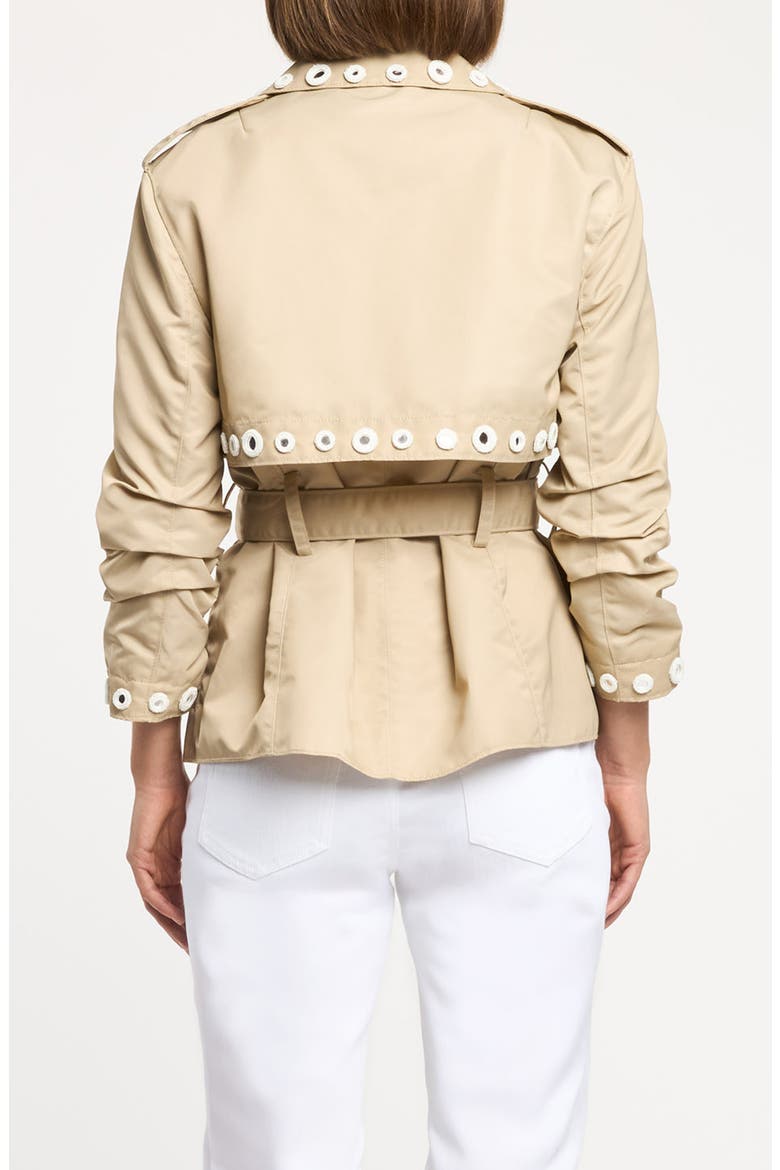 Crochet Mirrors Belted Jacket, Alternate, color, KHAKI/ IVORY