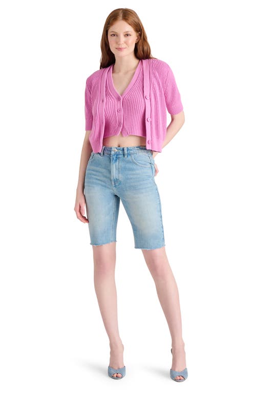 Steve Madden Janae Short Sleeve Cotton Blend Cardigan In Crocus