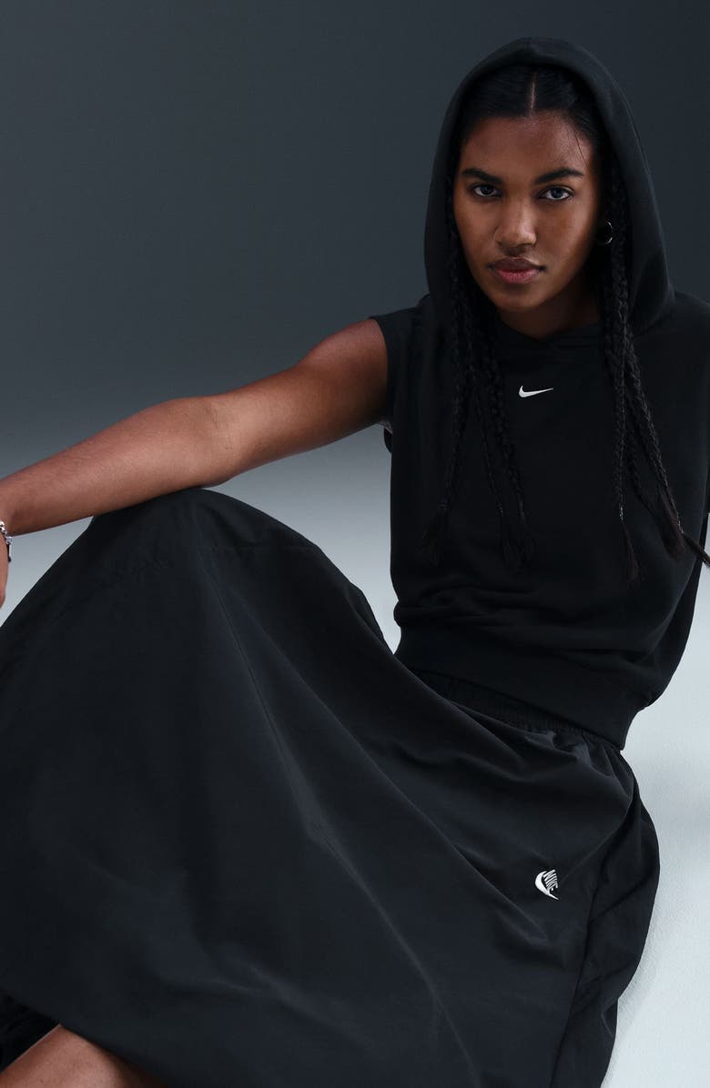 Nike Sportswear Bubble Hem Water Repellent Midi Skirt, Alternate, color, 010 Black/ Sail