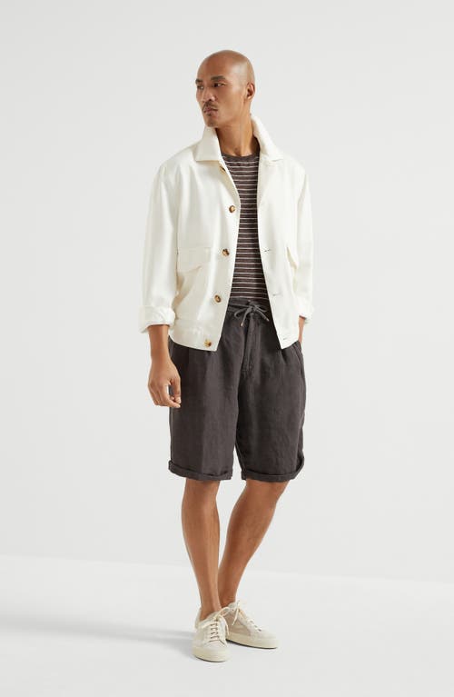 Brunello Cucinelli Bermuda Shorts With Drawstring In Coffee