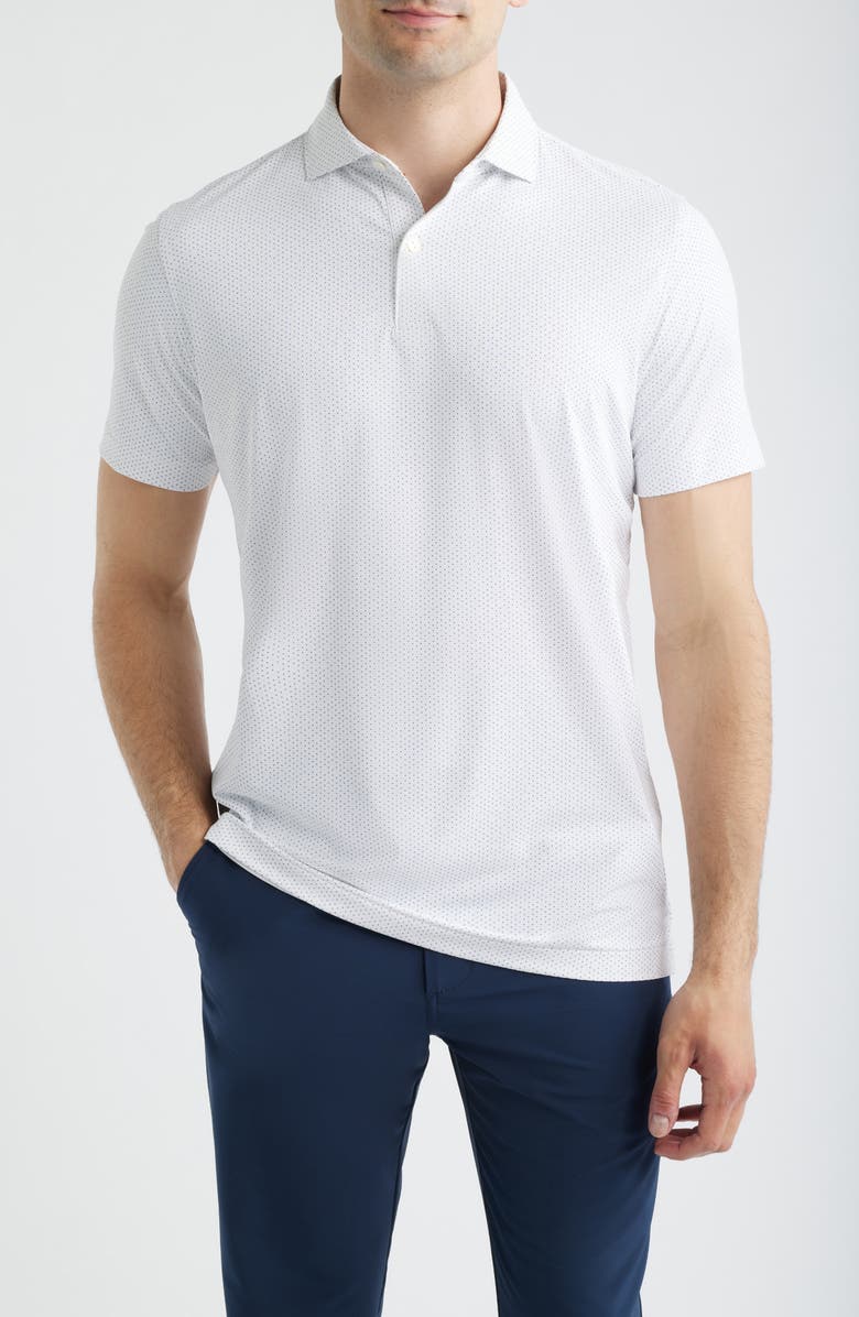Peter Millar Fermata Microdot Performance Jersey Golf Polo, Main, color, White