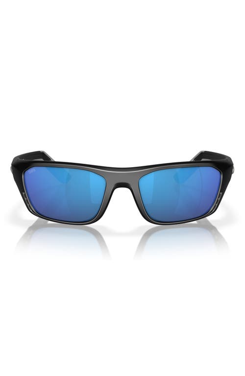 Costa Del Mar 57mm Polarized Rectangular Sunglasses in Matte Black/Blue Mirror 580G  product