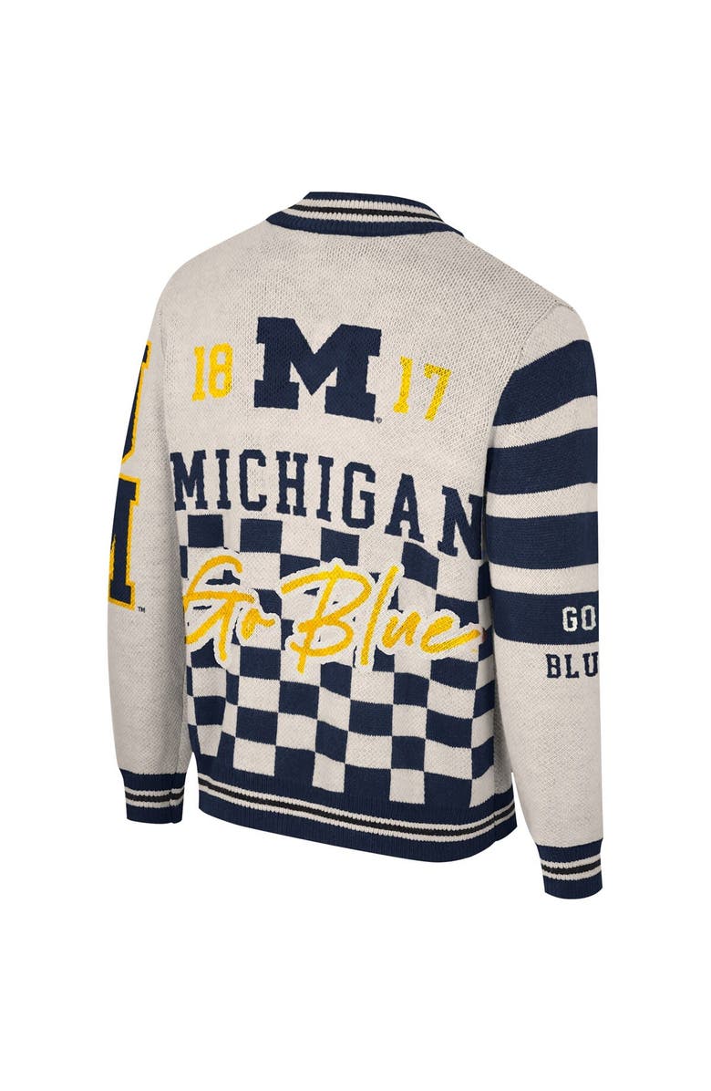 THE WILD COLLECTIVE Unisex The Wild Collective Cream Michigan Wolverines Jacquard Full-Zip Sweater, Alternate, color, 
