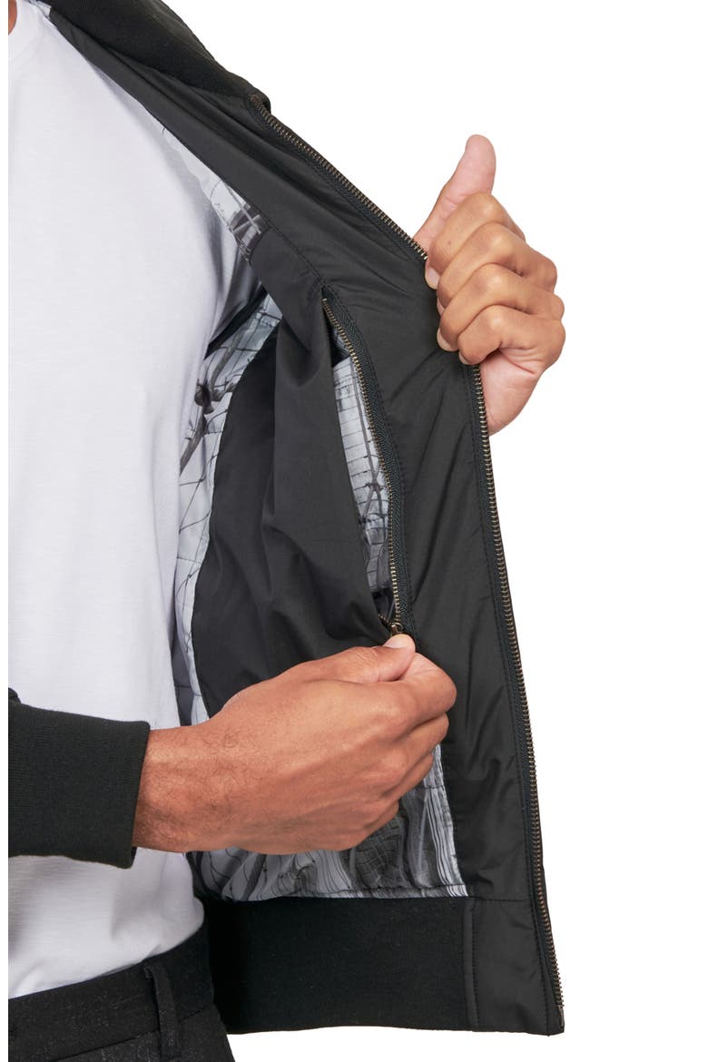 Solid Water Repellent Bomber Jacket, Alternate, color, BLACK