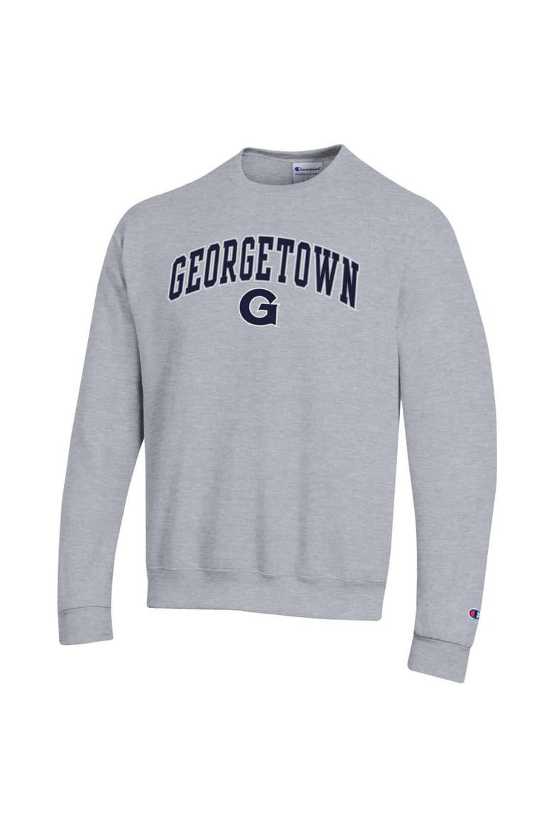 Men's Champion  Heather Gray Georgetown Hoyas Arch Over Logo Pullover Sweatshirt, Alternate, color, Heather Gray