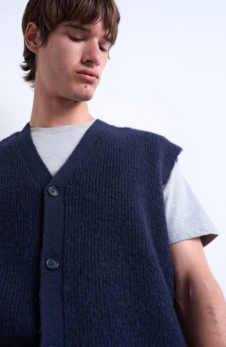 Topman Oversize Sweater Vest, Alternate, color, Navy
