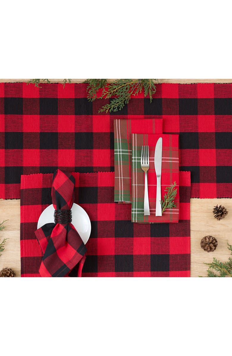 Design Imports Buffalo Check Print Cotton Table Runner, Alternate, color, Black/ Red
