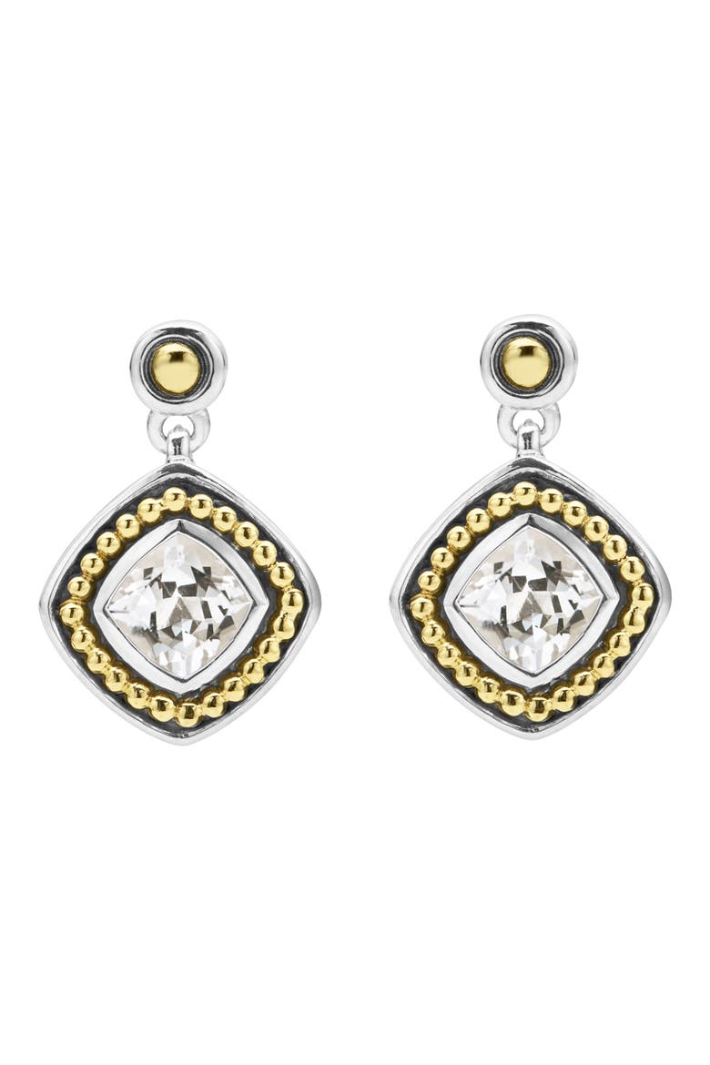 Caviar Color White Topaz Drop Earrings, Alternate, color, GOLD