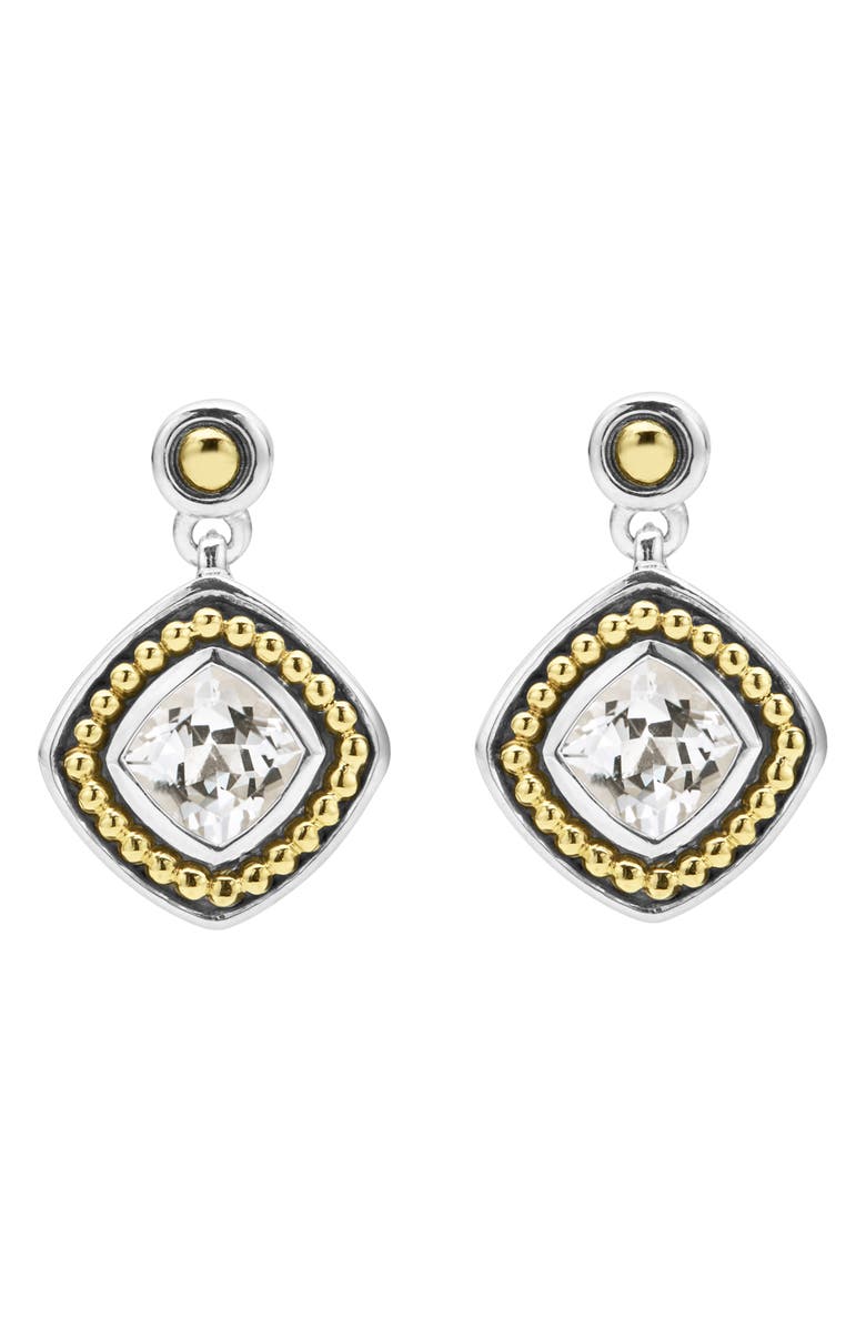 LAGOS Caviar Color White Topaz Drop Earrings, Alternate, color, Gold