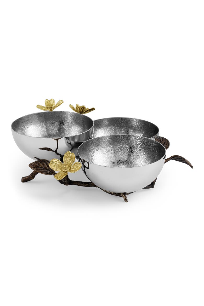 Dogwood Set of 3 Serving Bowls, Alternate, color, SILVER/ GOLD