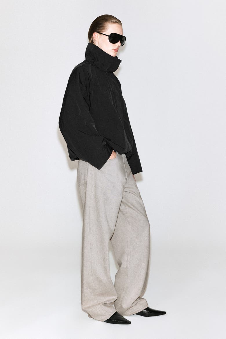 Nylon Mock-neck Jacket, Alternate, color, BLACK