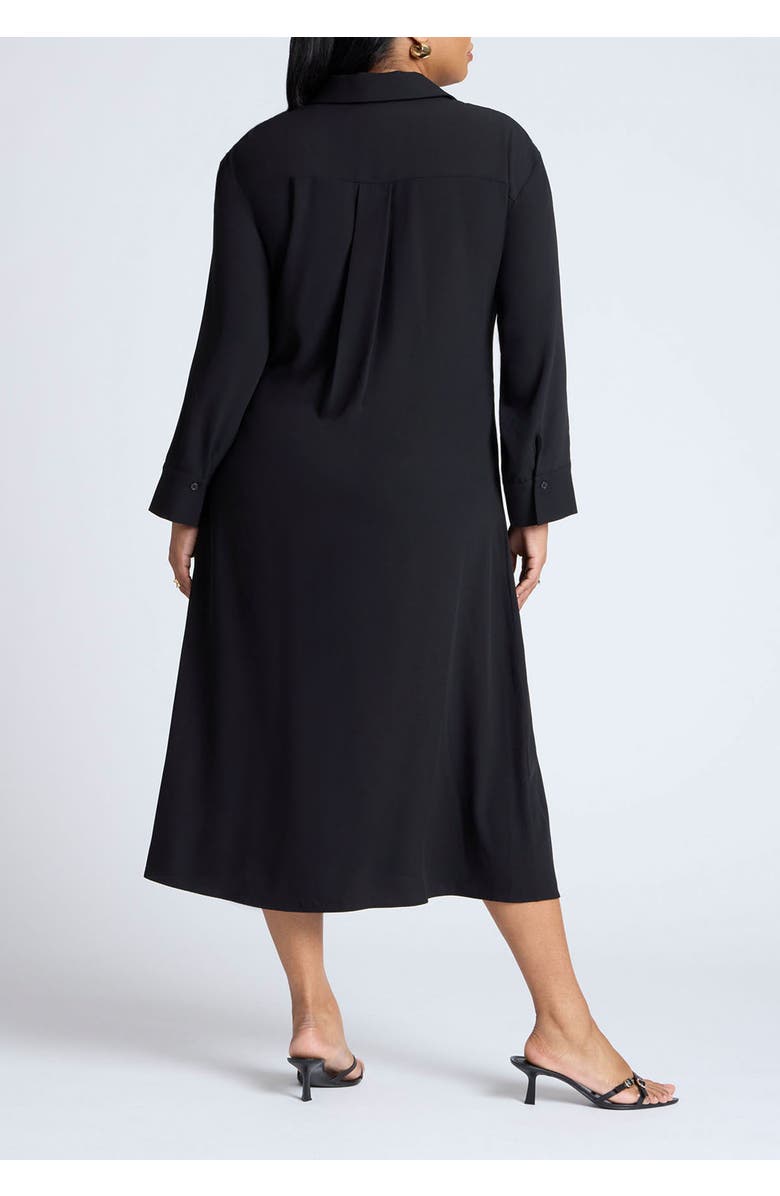 ELOQUII Tie Front Oversized Shirt Dress, Alternate, color, Black Onyx