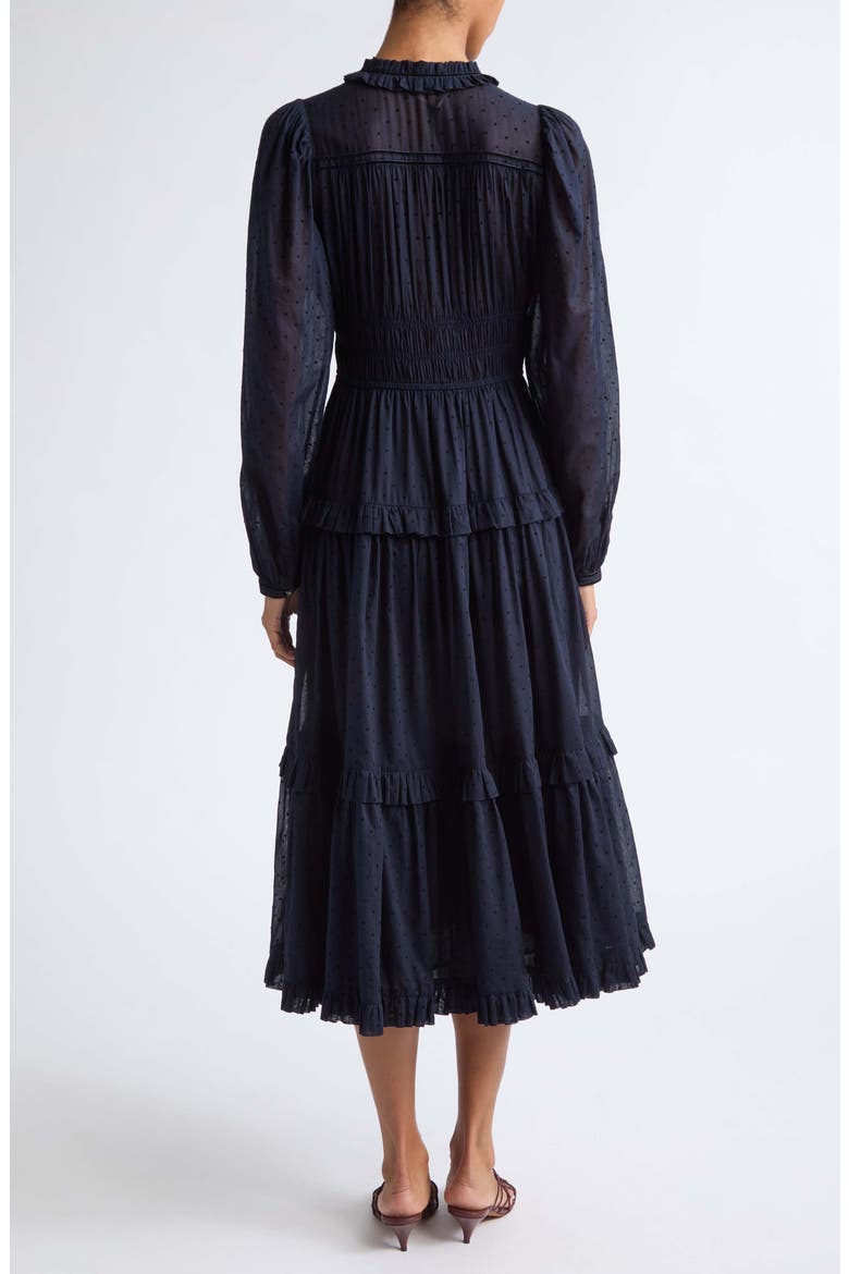 Ardelle Dotted Cotton Midi Dress, Alternate, color, NIGHTFALL