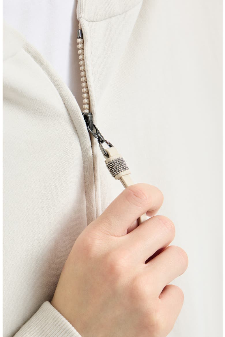 Smooth cotton French terry sweatshirt, Alternate, color, Milk