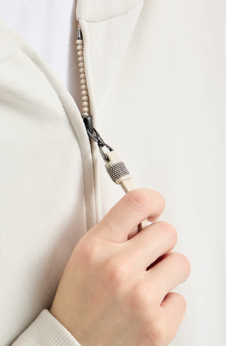 Brunello Cucinelli Smooth cotton French terry sweatshirt, Alternate, color, Milk