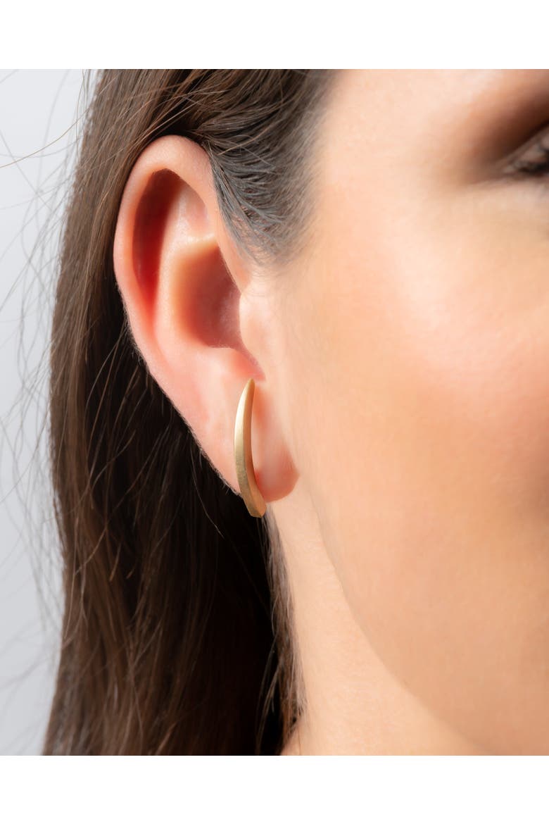 Crescent Moon Earrings. Handmade in Italy, Alternate, color, Gold Plated